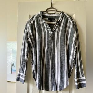 Banana Republic Grey & White Striped Blouse